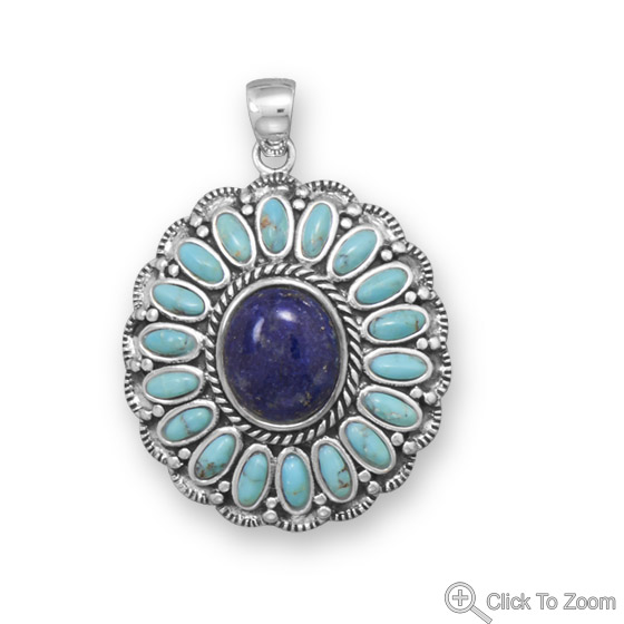 Design 22062: multi-color turquoise american-southwest pendants