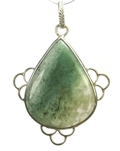 Design 9264: green,white moss agate pendants