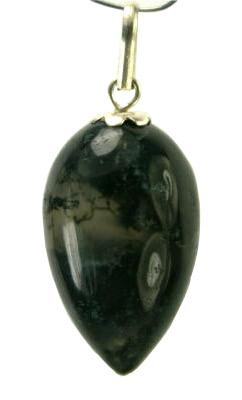 Design 9313: black,green moss agate pendants