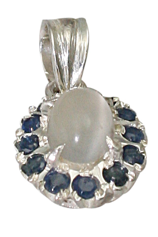 Design 9418: Blue, White moonstone pendants