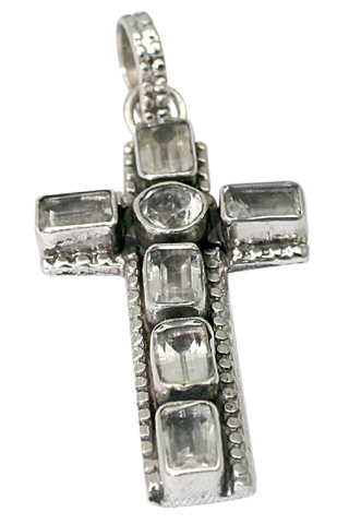 Design 9464: white crystal cross pendants