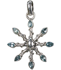 Design 9483: blue blue topaz flower pendants