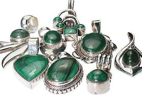 Design 9897: green malachite pendants