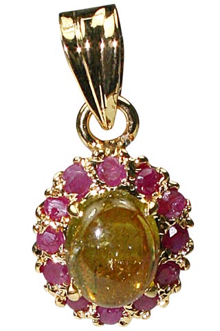 Design 9951: green,pink rutilated quartz pendants