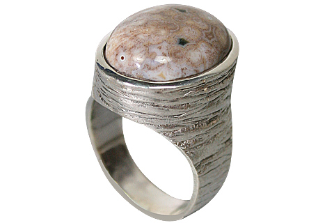 Design 10159: White, Brown jasper rings