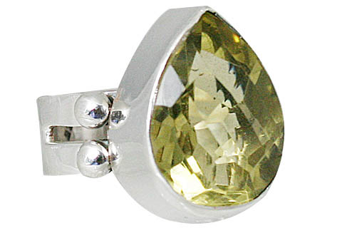 Design 10737: green lemon quartz rings