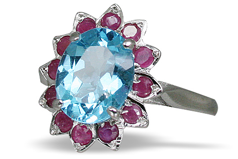 Design 10852: blue,multi-color blue topaz engagement, estate, flower rings