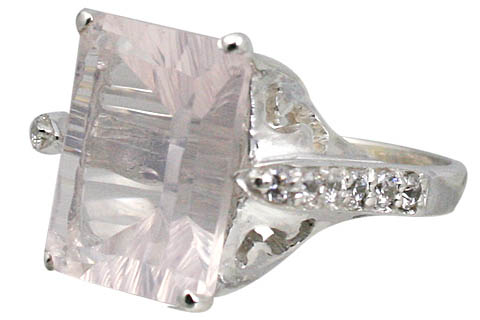 Design 11044: pink rose quartz brides-maids rings
