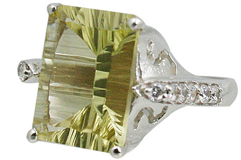 Design 11046: green lemon quartz brides-maids rings