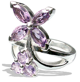 Design 12199: purple amethyst engagement, flower rings