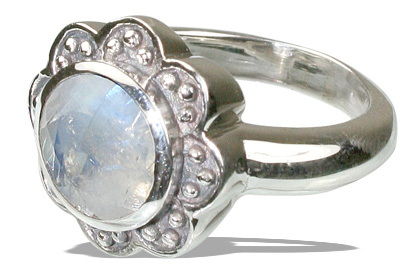 Design 12218: blue,white moonstone flower rings