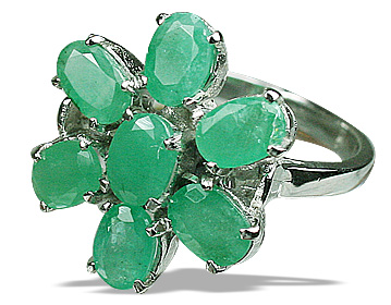 Design 12444: green emerald flower rings
