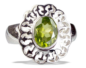 Design 14168: green peridot flower rings