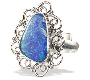 Design 15212: blue,multi-color opal flower rings