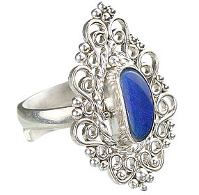 Design 15213: blue,multi-color opal flower rings