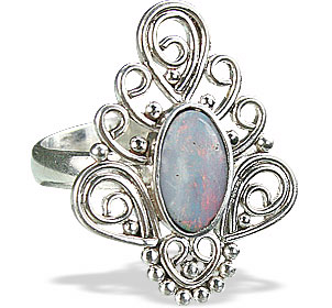 Design 15217: blue,multi-color opal flower rings
