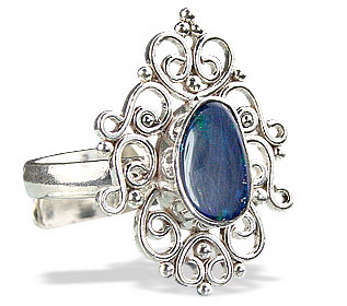 Design 15222: blue,multi-color opal flower rings
