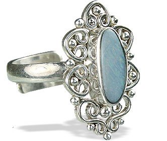 Design 15225: blue,multi-color opal flower rings