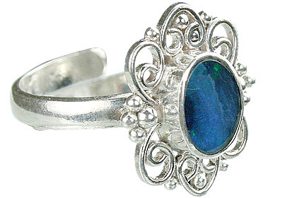 Design 15230: blue,multi-color opal flower rings