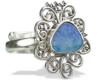 Design 15231: blue,multi-color opal flower rings