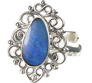 Design 15232: blue,multi-color opal flower rings