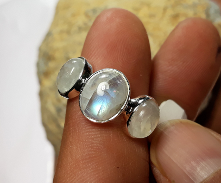 Design 22159: blue,white moonstone rings