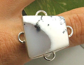 Design 7243: gray,white dendrite opal american-southwest rings