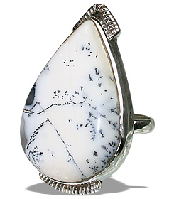 Design 7250: white dendrite opal american-southwest rings