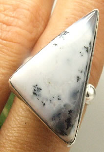 Design 7251: white dendrite opal american-southwest rings