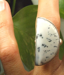 Design 7255: multi dendrite opal american-southwest rings