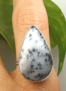 Design 7256: white dendrite opal american-southwest rings