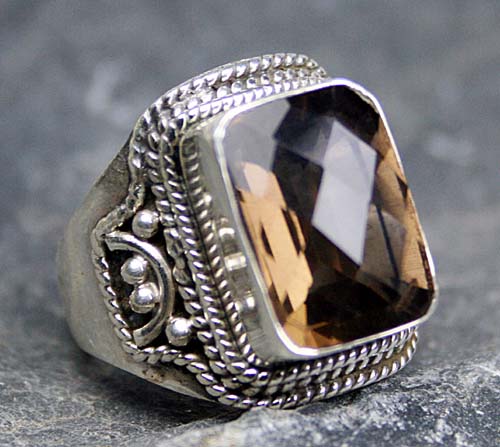 Design 8301: brown smoky quartz mens rings