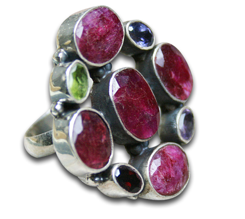 Design 8326: multi-color multi-stone flower rings