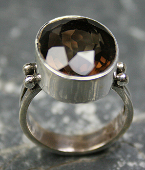 Design 8329: brown smoky quartz mens rings