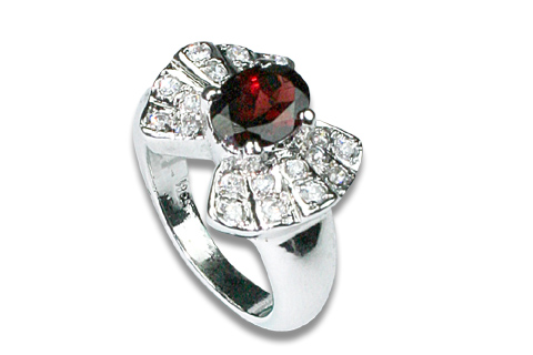 Design 8955: Red, White garnet solitaire rings