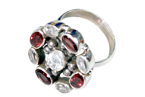 Design 9122: red,white garnet rings