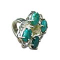 8351: Silver Setting blue,yellow turquoise  art-deco rings
